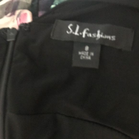 NWT $129 SL Fashions | Watercolor | Roses Stripes Organza Floral | Missy Dress - Picture 9 of 12